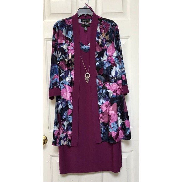 R & M RICHARDS WOMEN'S DRESS PLUS SIZE 16 PARTY WEDDING, PLUM SET OF TWO PIECES - Picture 3 of 14